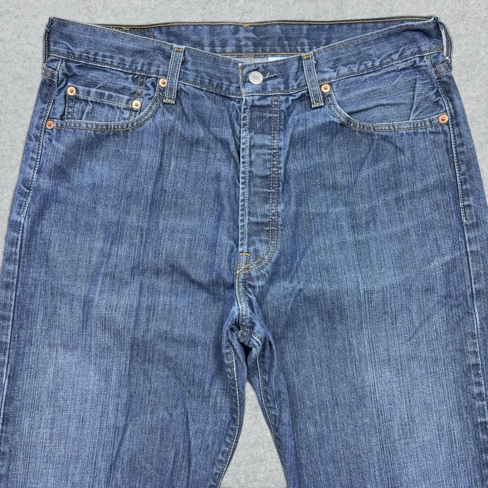 Y2K Levi's 501 Jeans Mens 36x34 Blue Denim Fade Straight Leg Button Fly WPL 423